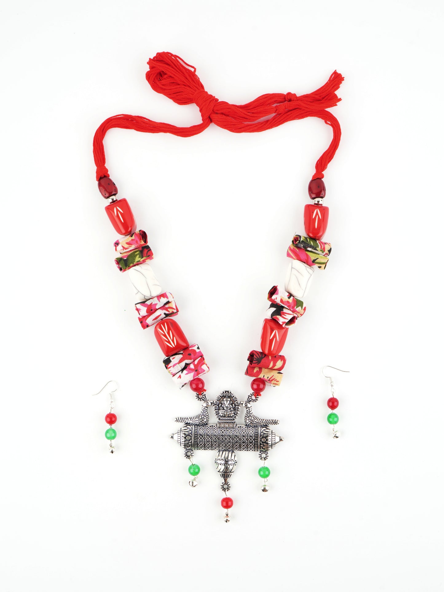 Red Green Handmade Nacklace & Earrings