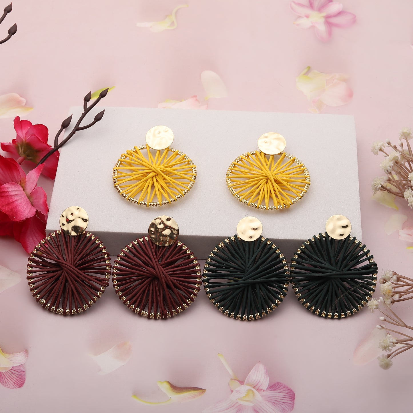 Buy 1 Real Flower Buds Earring & Get 2 Free(1 Dainty Ivory Dangle & 1 Charmful Circle Earring)