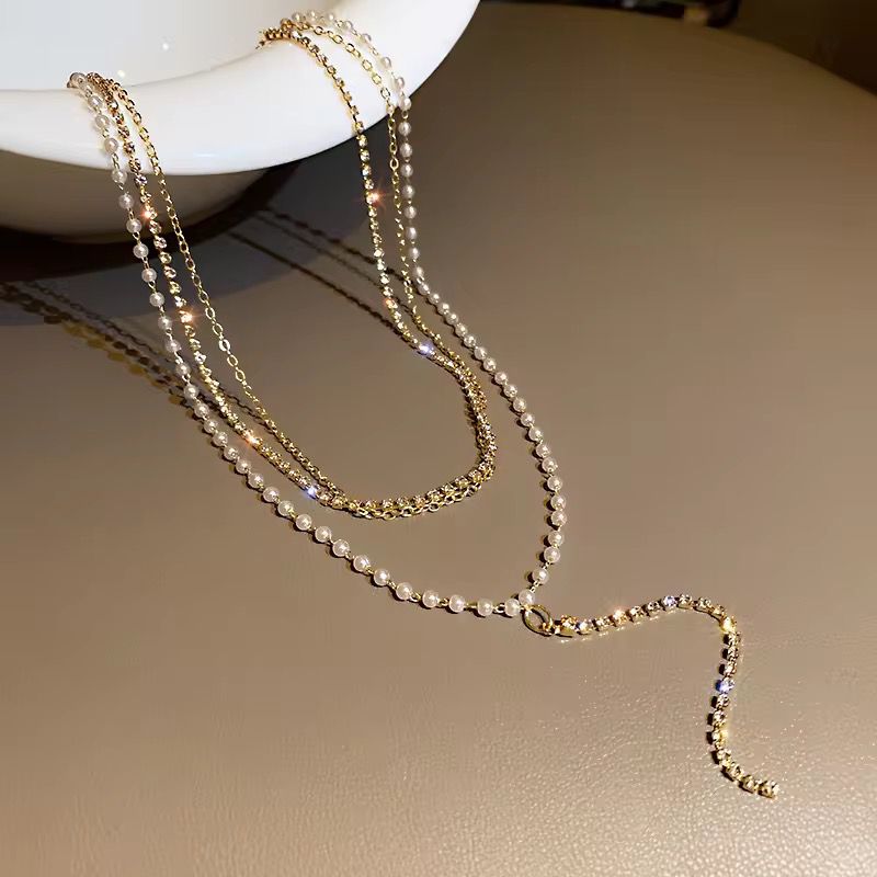 Layered Crystal Drop Necklace