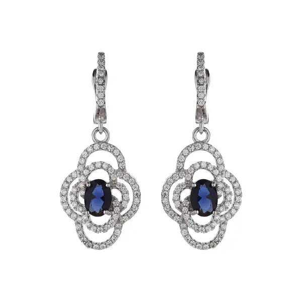 Silver Midnight Blue Stone Earrings
