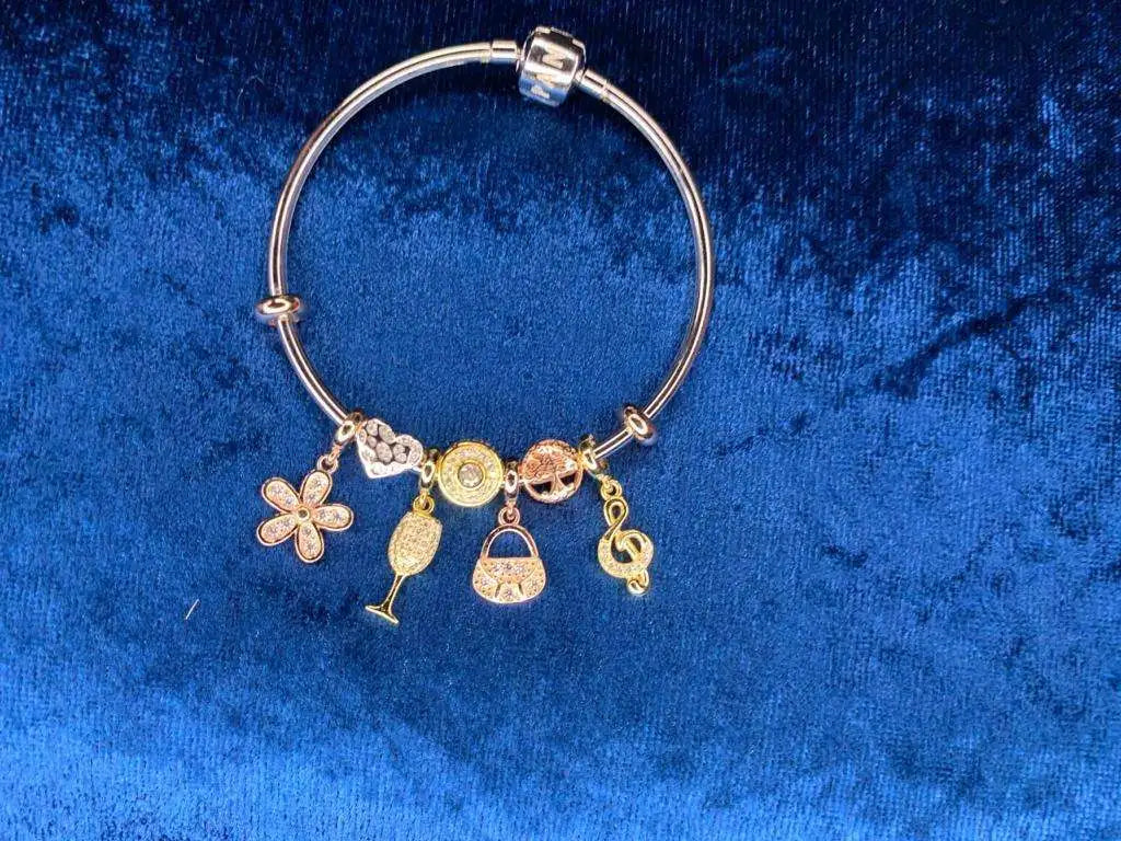 Silver Wine Glass Hand Bracelet