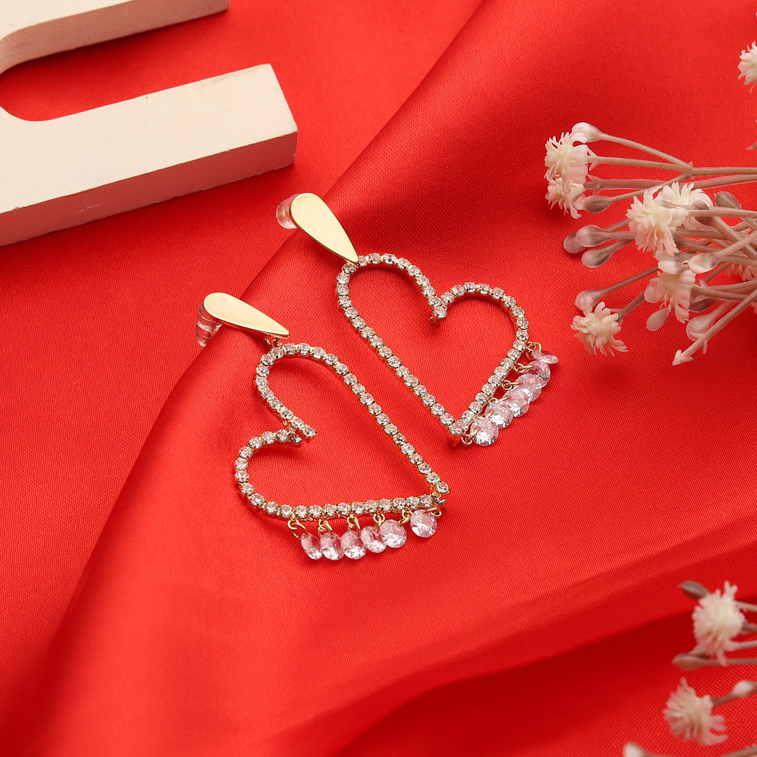 Rhinestone Heart Earrings for Women | KK Gift Street – kkgiftstreet