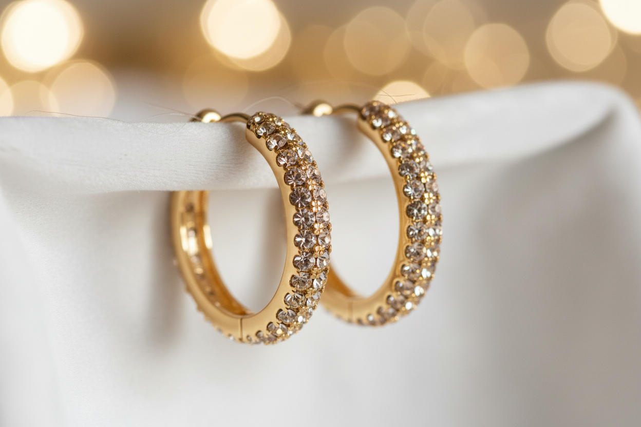 Gold Crystal Hoop Earrings for Stylish Looks | KK Gift Street ...