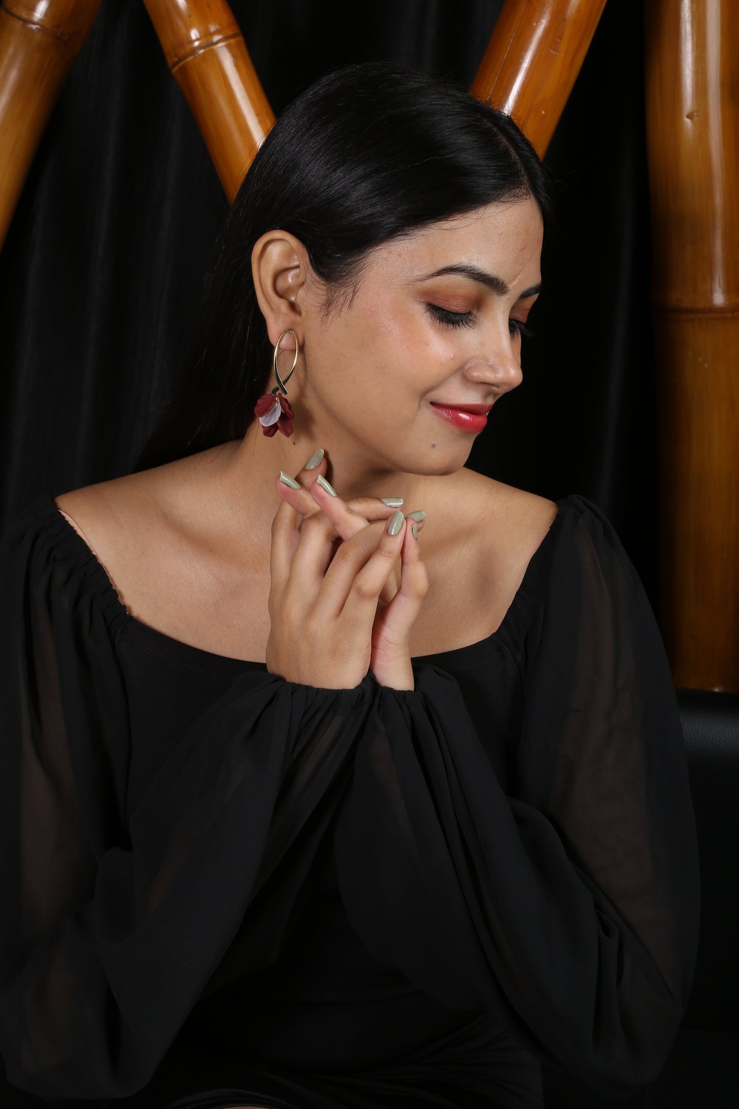 Buy 1 Blue Sapphire Earring & Get 3 Free (Gemstone Flower Petal, Dainty Leaf Dangle, Charmful Circle Earrings)