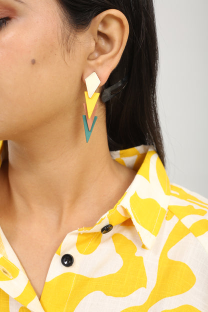 Buy 1 Rose Flower Buds Earrings & Get 3 Free (Fabric Leaf,  Colorful Triangle, Charmful Circle Earrings)