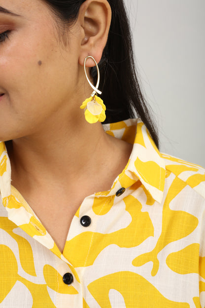 Buy 1 Gold Electroplated Floral Earrings & Get 3 Free (Dainty Leaf, Bakelite Hoop, Everyday Oval Earrings)