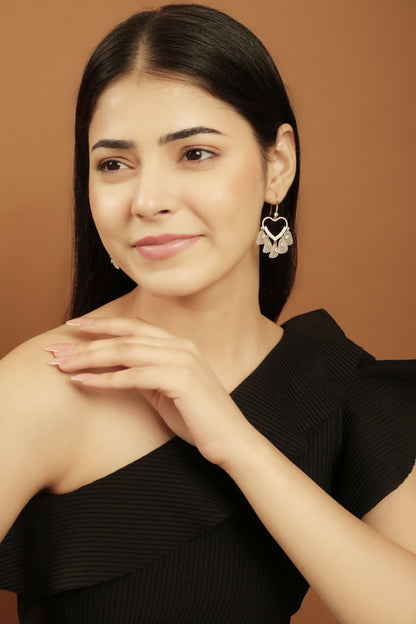 Rhinestone Heart Dangle Earrings