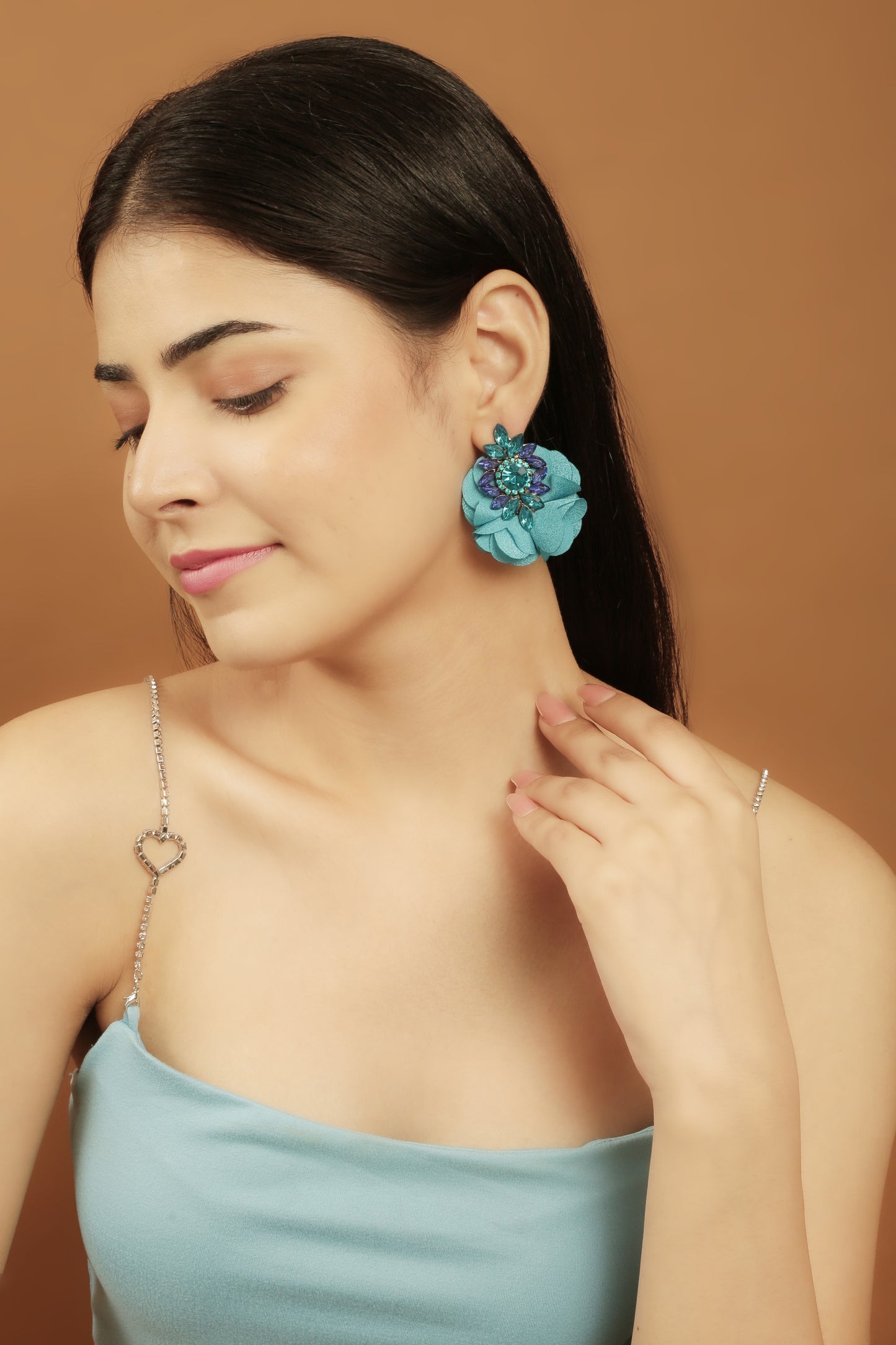 Gemstone Flower Petal Earrings