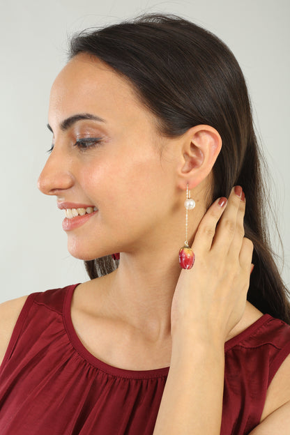 Buy 1 Rose Flower Buds Earrings & Get 3 Free (Fabric Leaf,  Colorful Triangle, Charmful Circle Earrings)