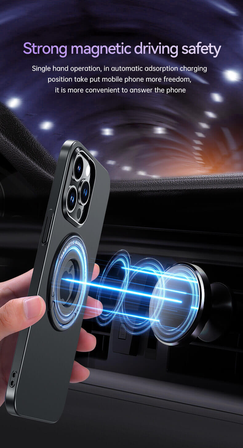 Electroplating MagSafe Magnetic Phone Case With Ring Holder