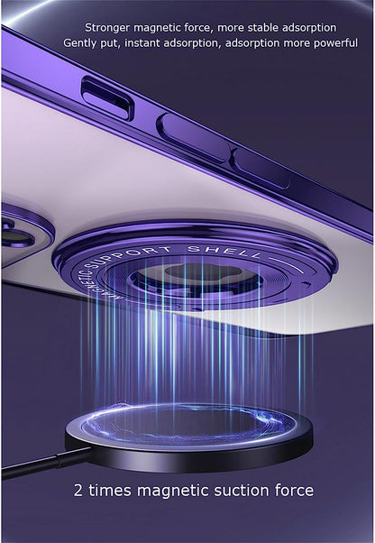 Electroplating MagSafe Magnetic Phone Case With Ring Holder