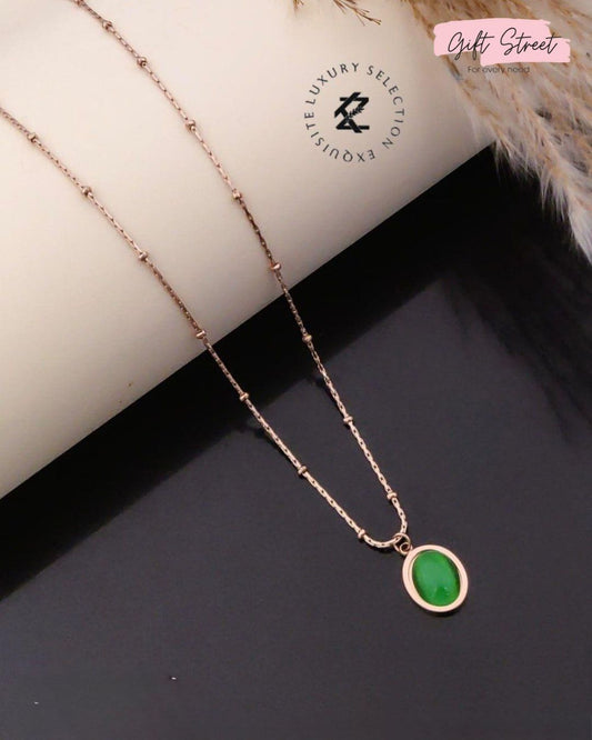 Gilded Stone Delight Necklace | Gold-Plated Pendant with Sparkling Stones