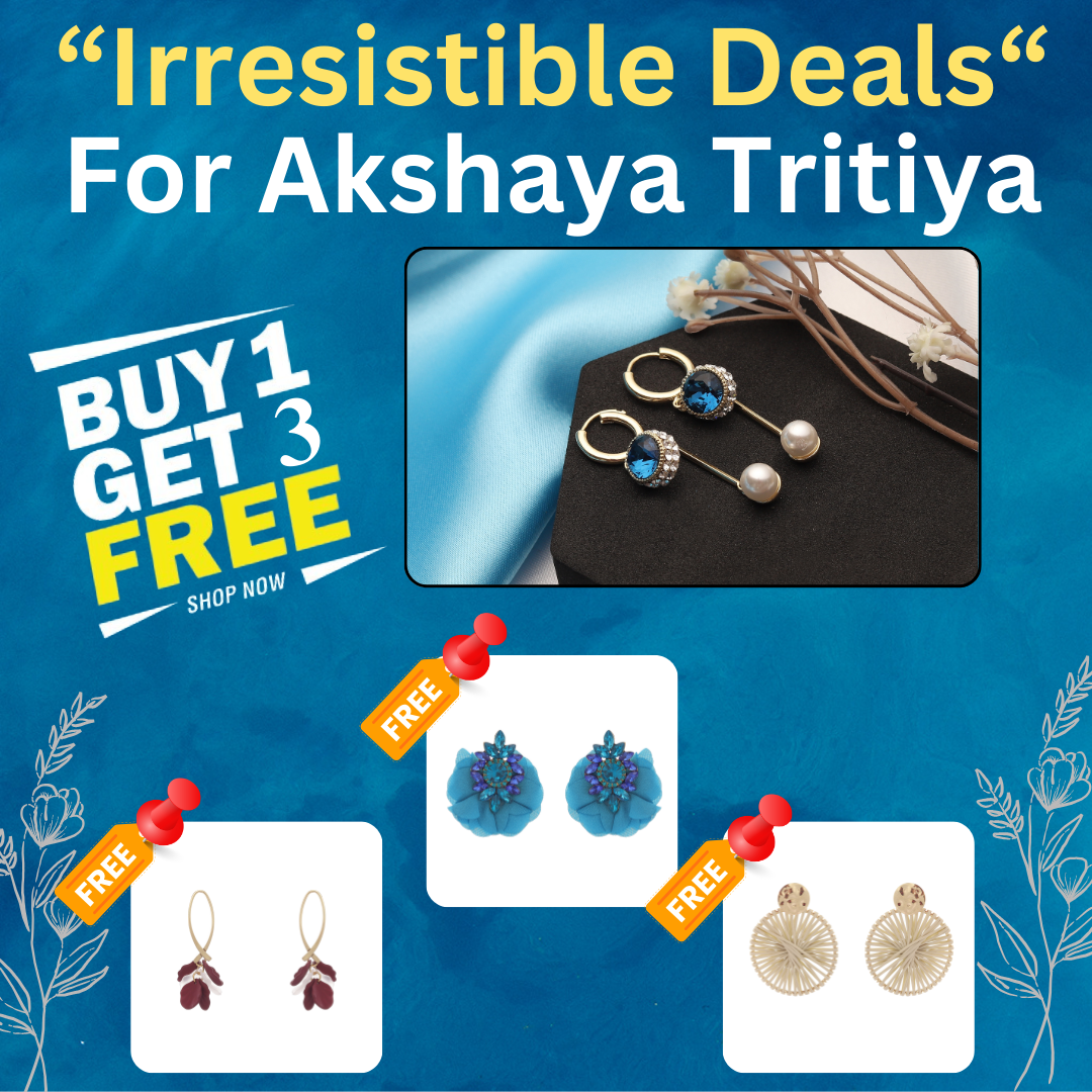 Buy 1 Blue Sapphire Earring & Get 3 Free (Gemstone Flower Petal, Dainty Leaf Dangle, Charmful Circle Earrings)