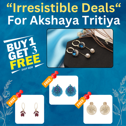 Buy 1 Blue Sapphire Earring & Get 3 Free (Gemstone Flower Petal, Dainty Leaf Dangle, Charmful Circle Earrings)