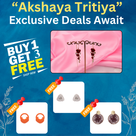 Buy 1 Rose Earrings Get 3 Free (Centerstone- Triangle, Pop-Delight, Charmful Circle Earrings)