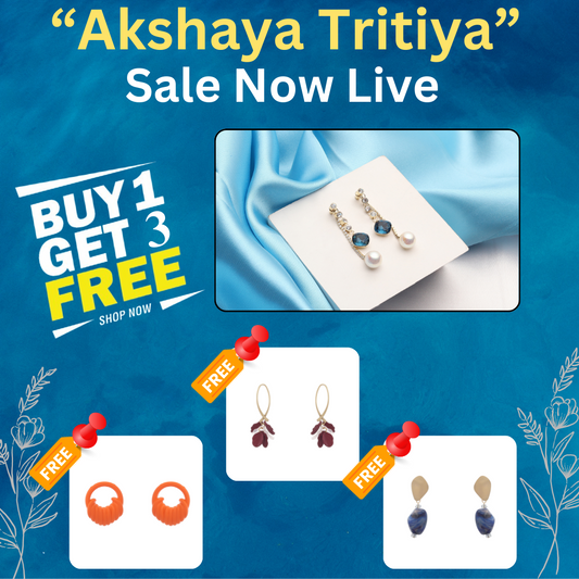 Buy 1 Get Sapphire Pearl Earring & Get 3 Free (Pop-Delight, Dainty Leaf, Dainty Ivory Earrings)