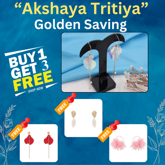 Buy 1 Vibrant Delight Earrings & Get 3 Free (Everyday Oval, Fabric Leaf, Dainty Ivory Earrings)