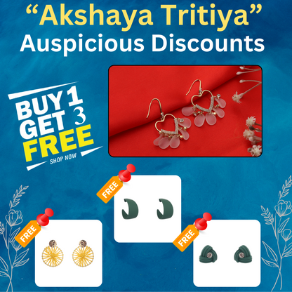 Buy 1 Rhinestone Heart Dangler Earrings & Get 3 Free (Bakelite, Charmful Circle, Centerstone Earrings)