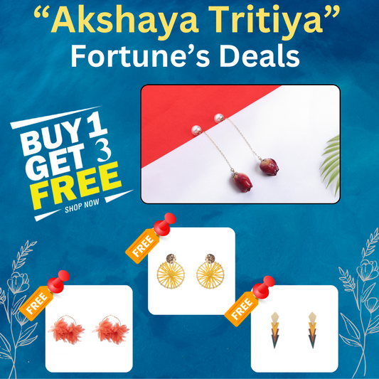 Buy 1 Rose Flower Buds Earrings & Get 3 Free (Fabric Leaf,  Colorful Triangle, Charmful Circle Earrings)