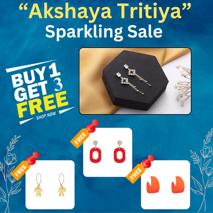 Buy 1 Gold Electroplated Floral Earrings & Get 3 Free (Dainty Leaf, Bakelite Hoop, Everyday Oval Earrings)