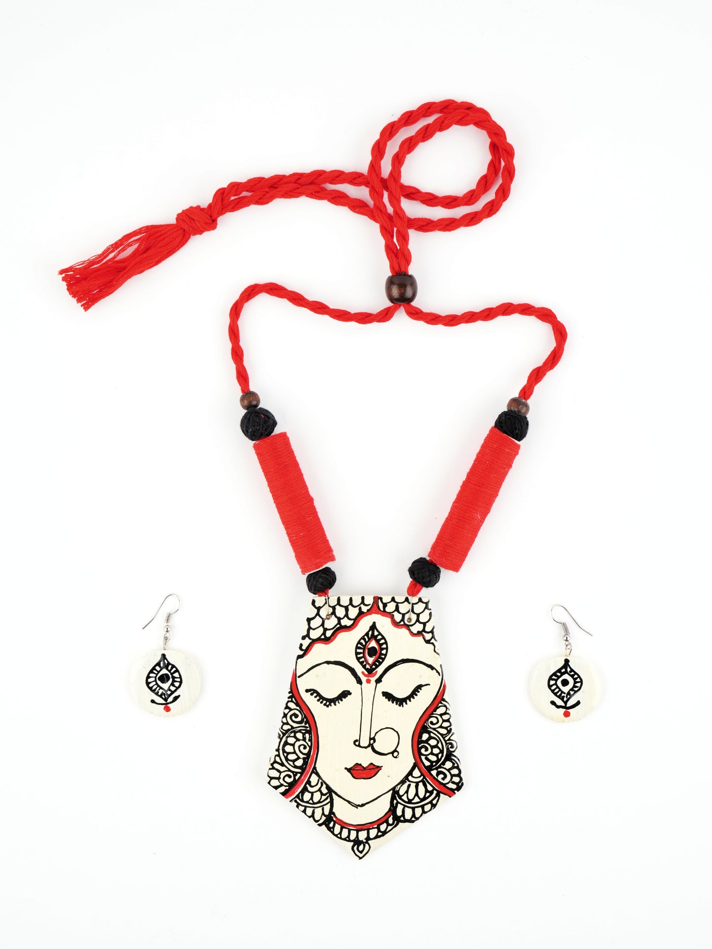 Red Black Handmade Nacklace & Earrings