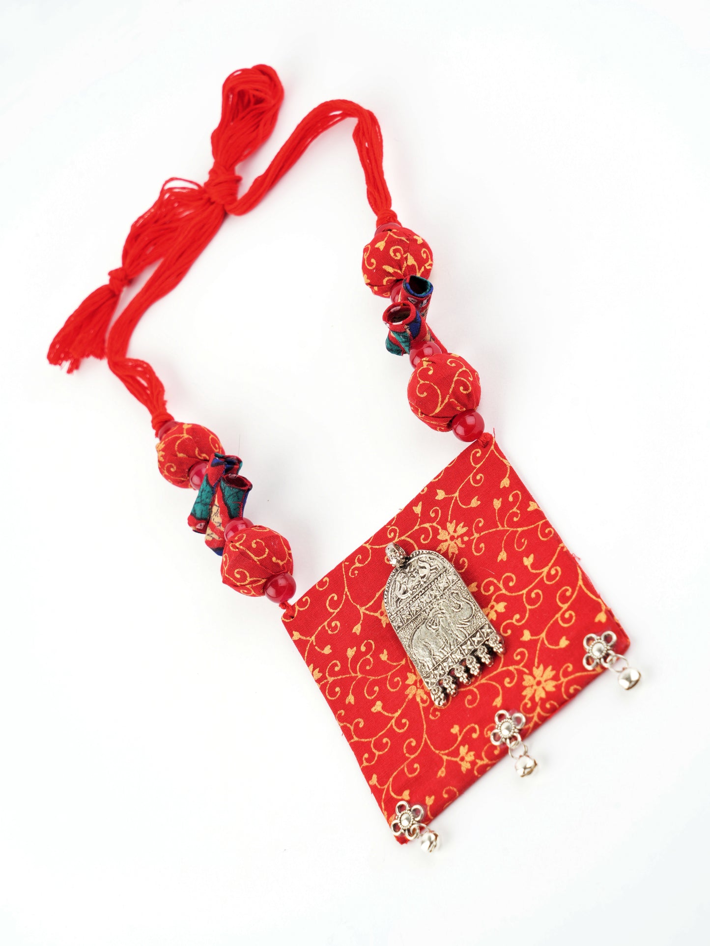 Red Elephant Handmade Nacklace With Earrings