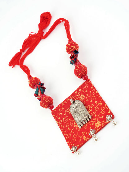 Red Elephant Handmade Nacklace With Earrings