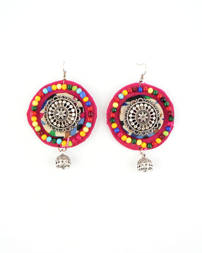 Red Round Handmade Earrings