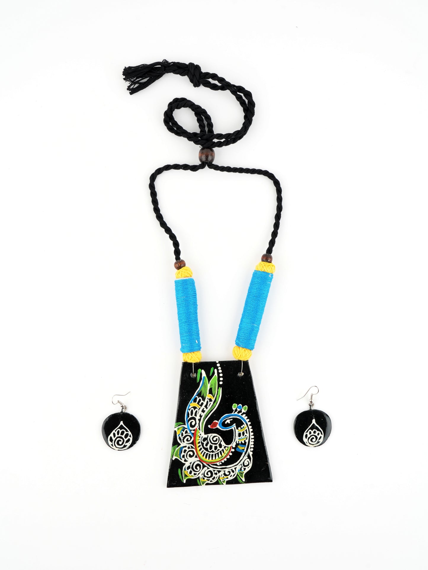 Peacock Ceramic Handmade Nacklace With Earrings