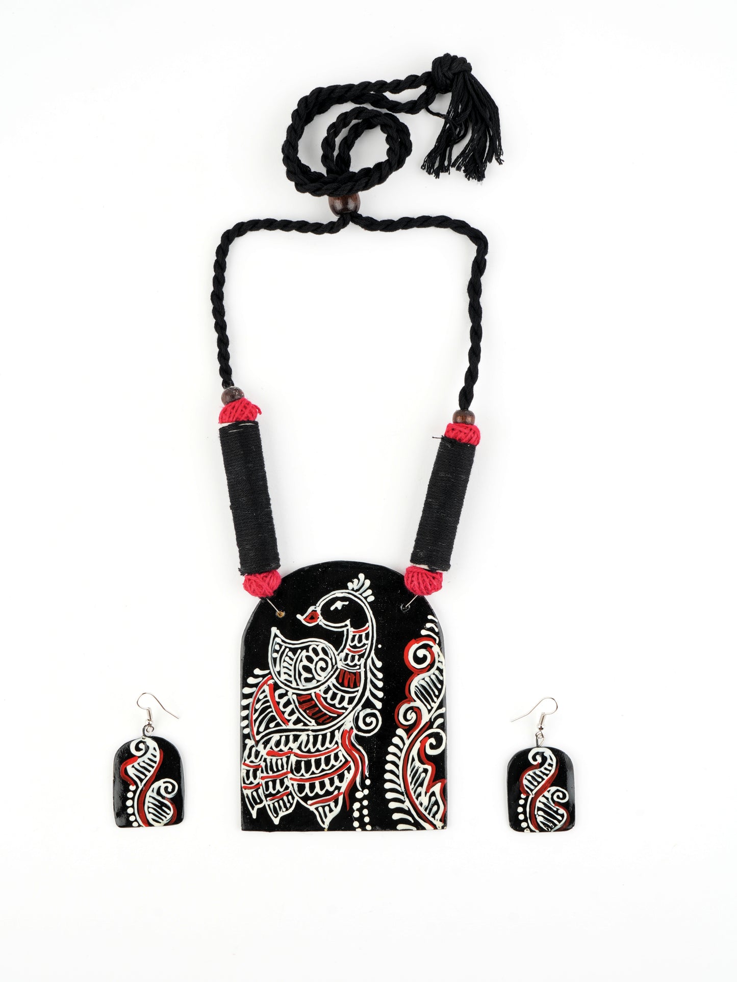 Peacock Ceramic Handmade Nacklace With Earrings