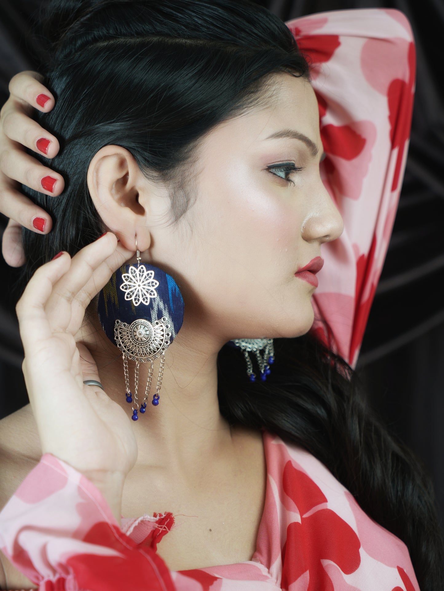 Navy Blue Handmade Earrings