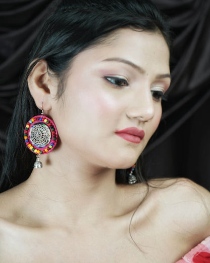 Red Round Handmade Earrings