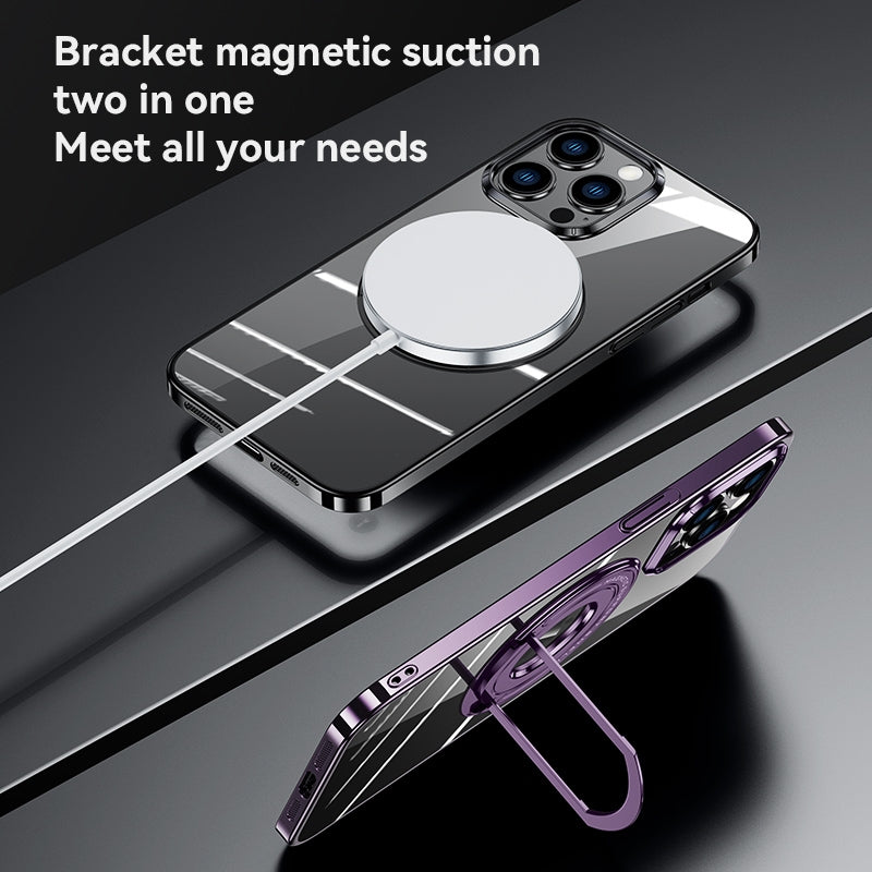 Electroplating MagSafe Magnetic Phone Case With Ring Holder