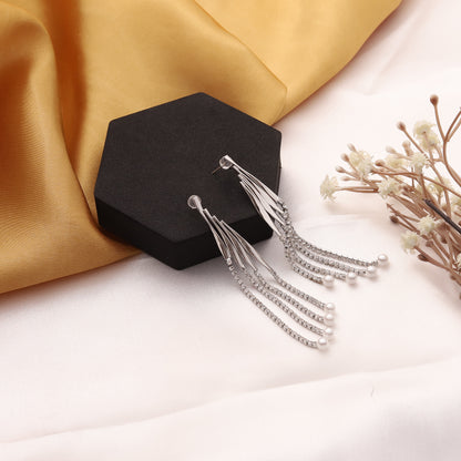 Rhinestone Pearl Dangler Earrings