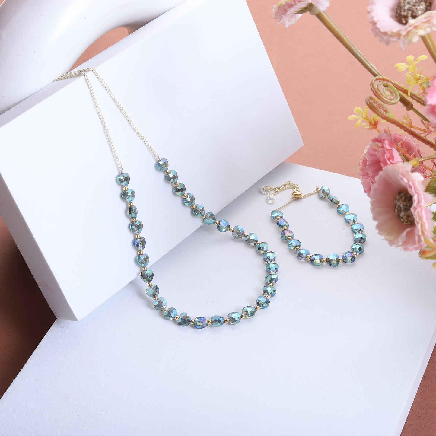 Heart Shaped Bracelet with Necklace