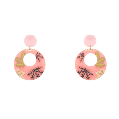 Autumn Leaves Drop Pink Earrings
