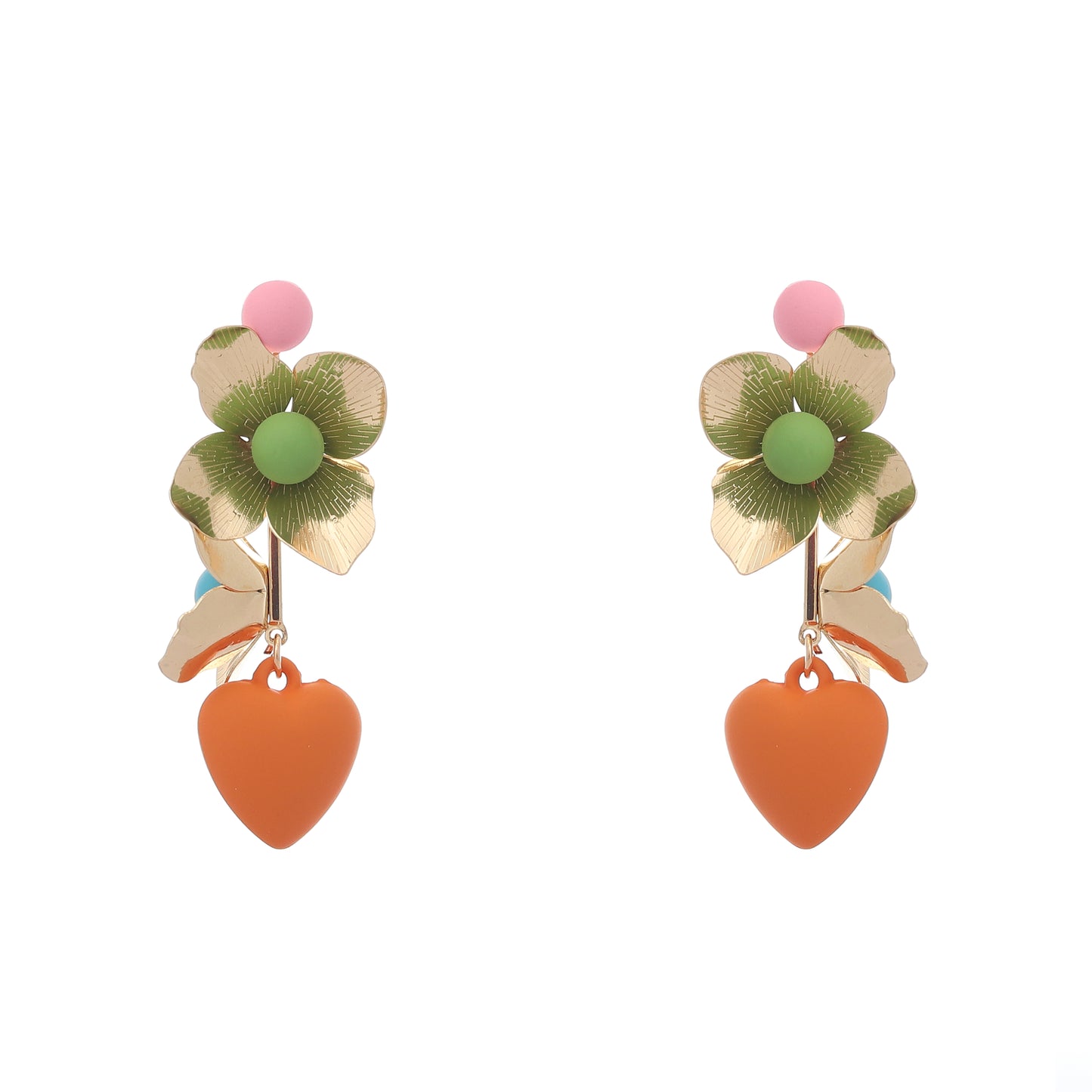 Tangerine Heart Earrings