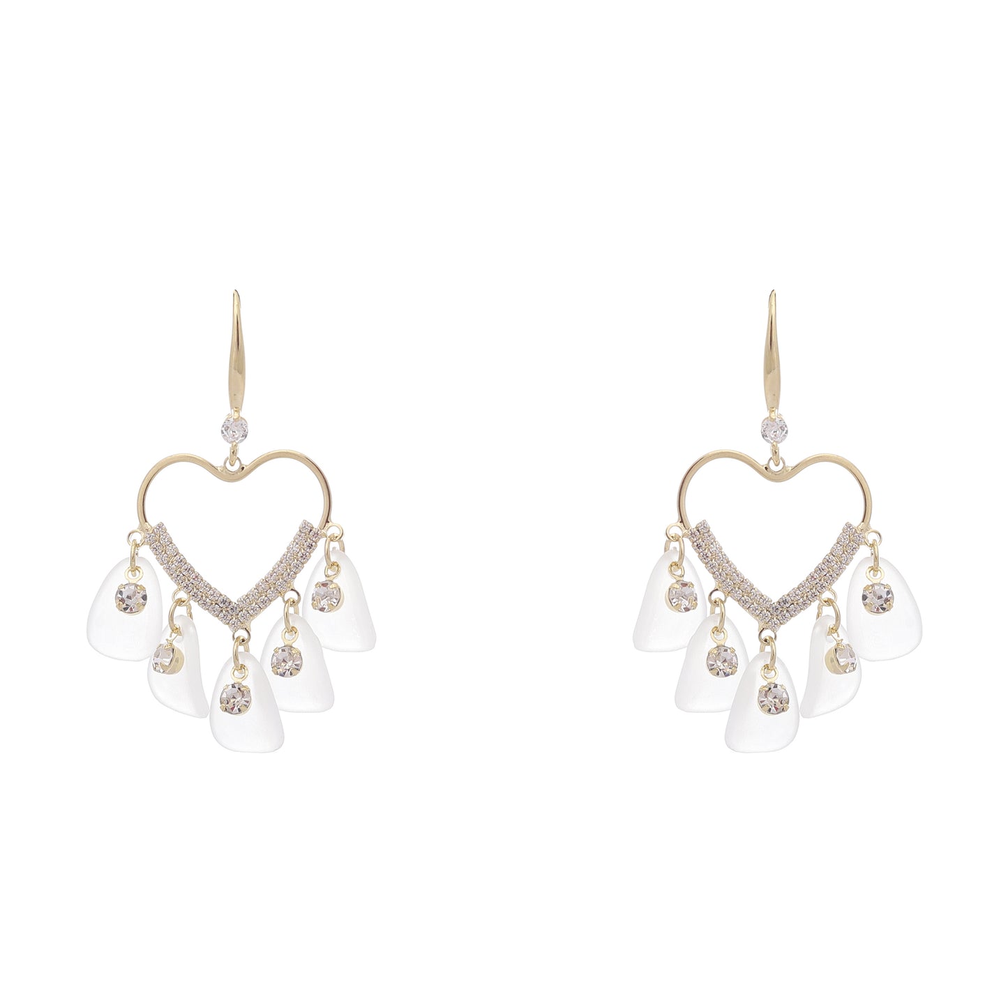 Rhinestone Heart Dangle Earrings