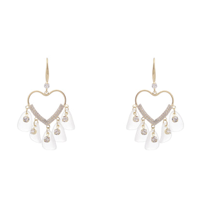 Rhinestone Heart Dangle Earrings