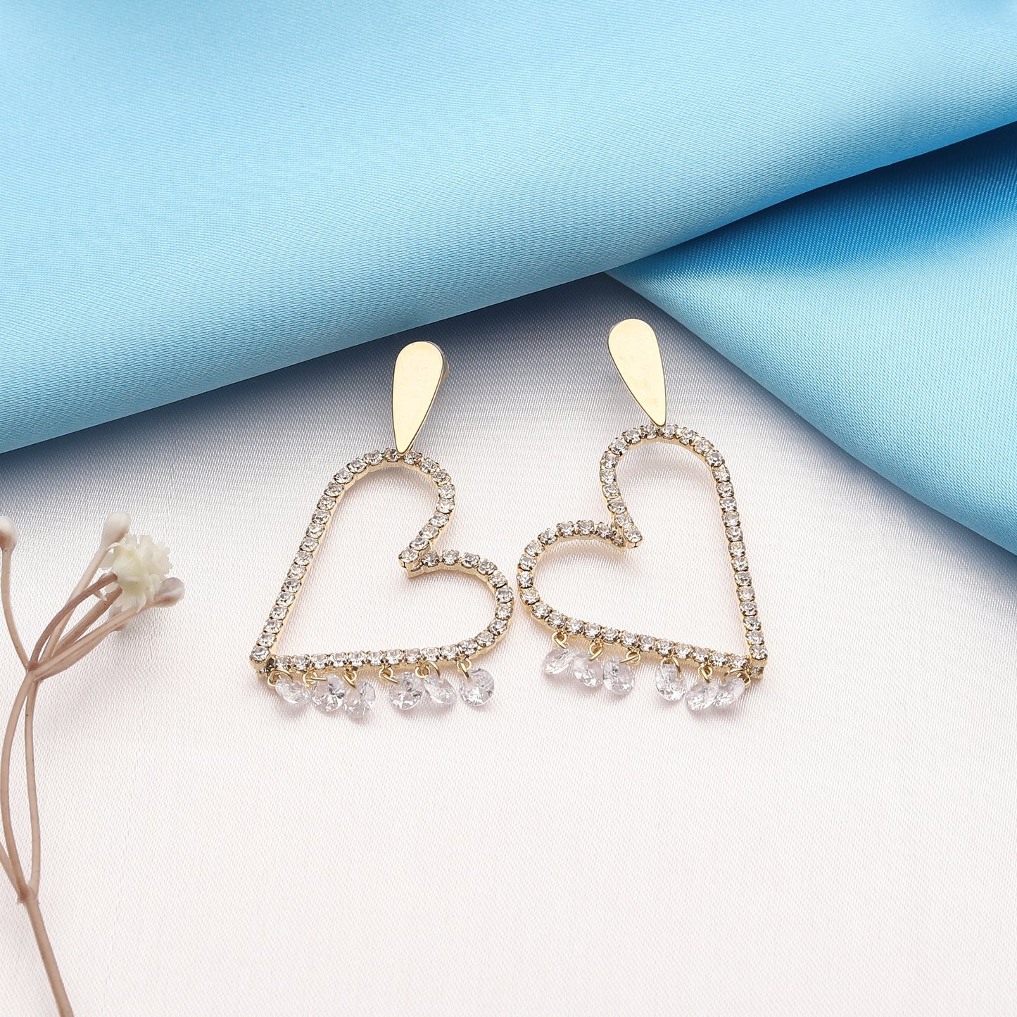 Rhinestone Heart Earrings