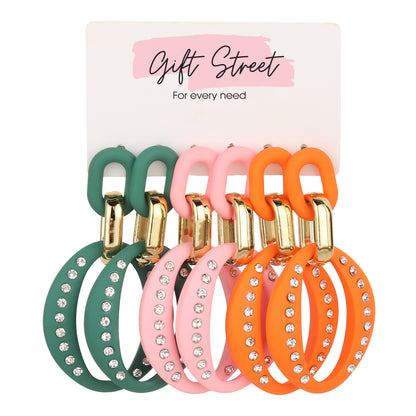 Stone Adorned Orbit Earrings