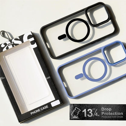 Acrylic Matte Rubberized Border Wireless Charging Magnetic Case for iPhones