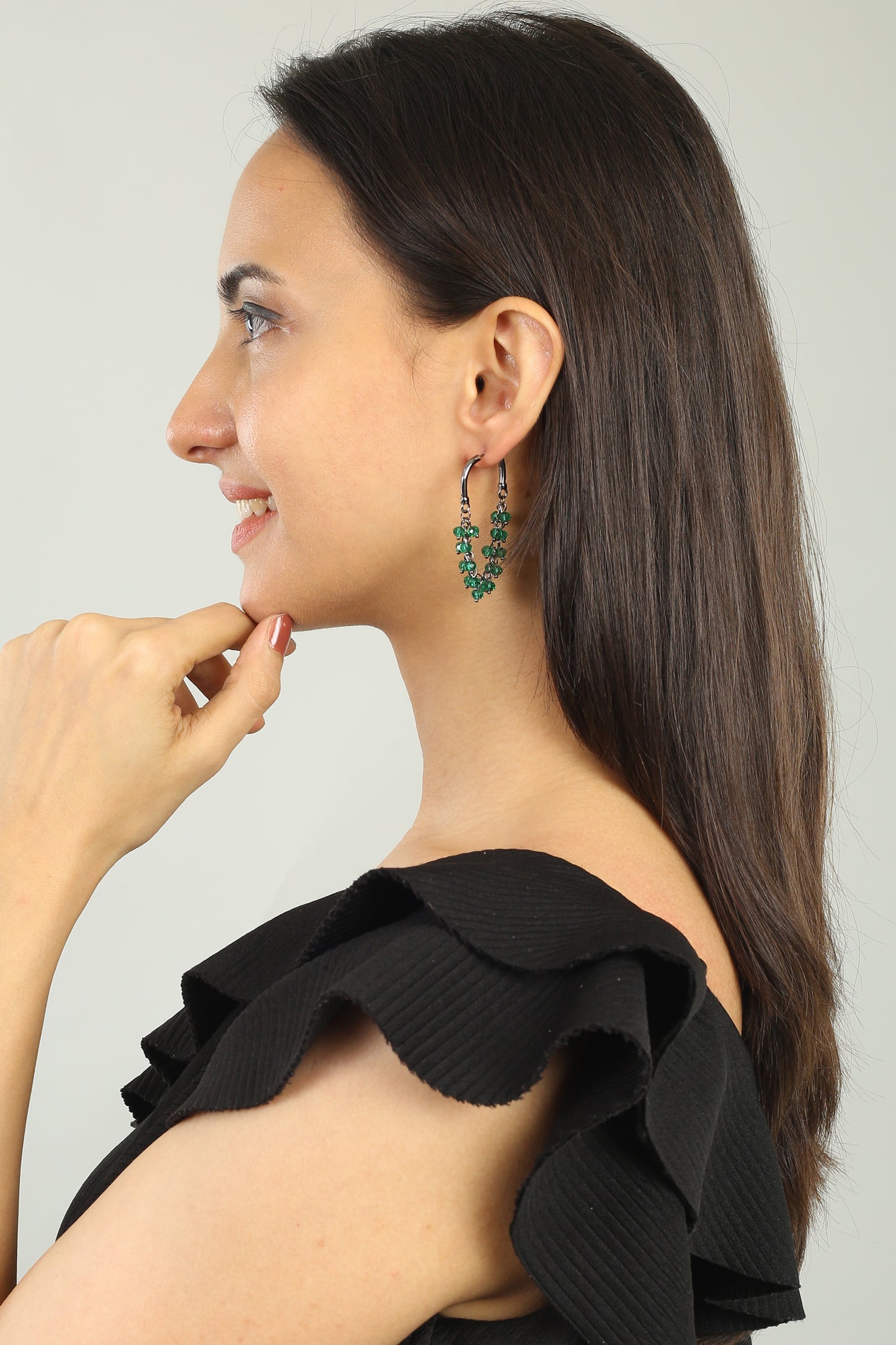 Buy 1 Green Chandelier Earrings & Get 3 Free (Autumns Leaves, Bakelite Hoop, Big Heart Earrings)