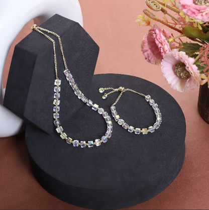 Squarecut Duo  Bracelet with Necklace