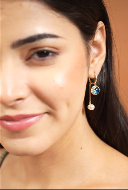 Buy 1 Blue Sapphire Earring & Get 3 Free (Gemstone Flower Petal, Dainty Leaf Dangle, Charmful Circle Earrings)