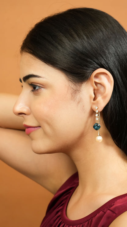 Sapphire Pearl Earrings