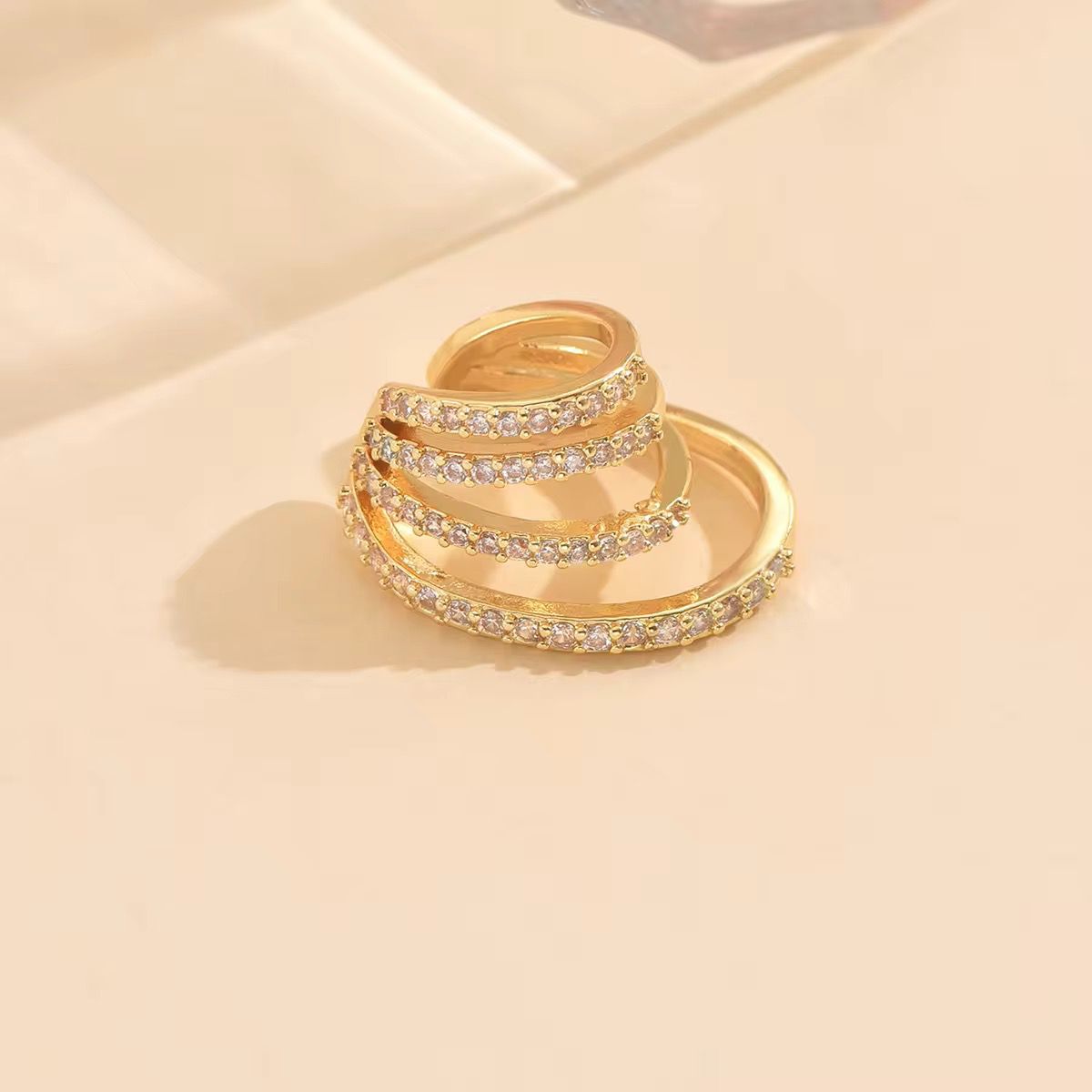Multi-Layer Crystal Gold Earring