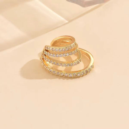 Multi-Layer Crystal Gold Earring