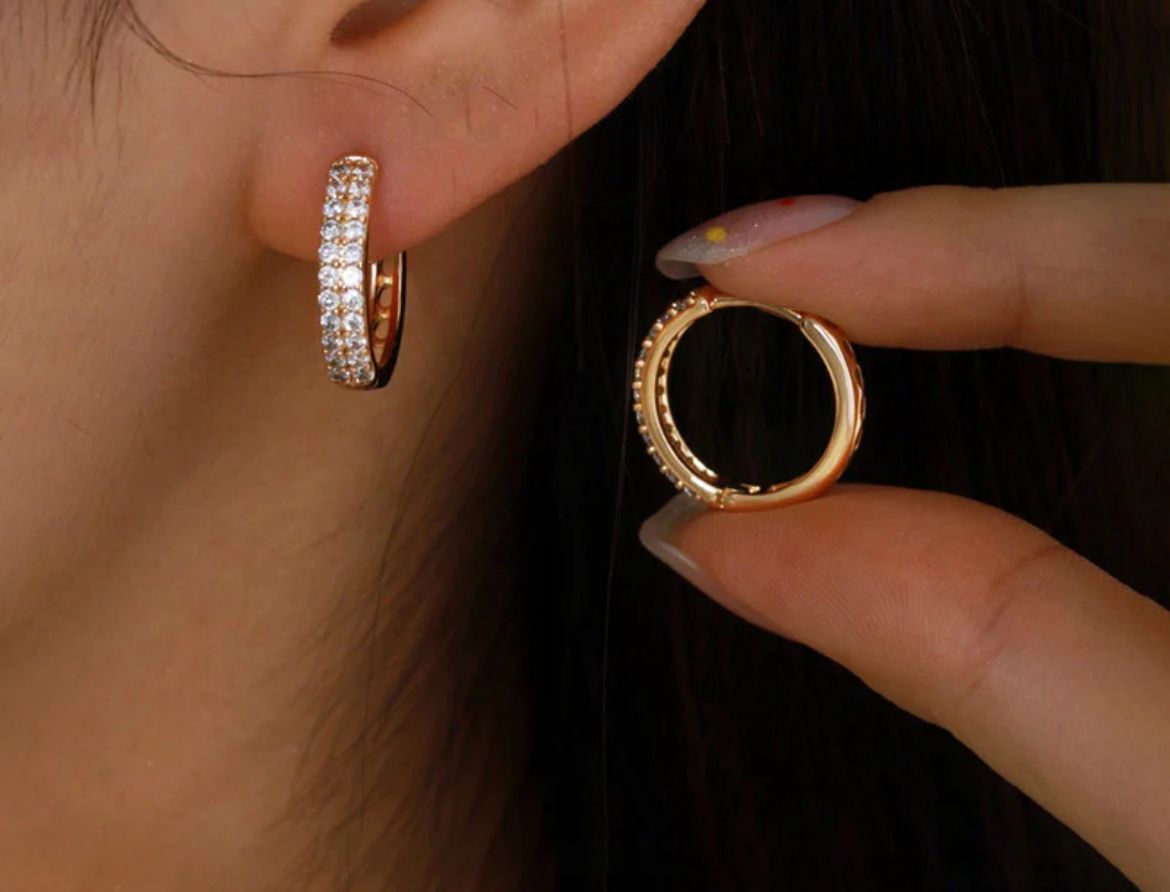 Gold Crystal Hoop Earrings
