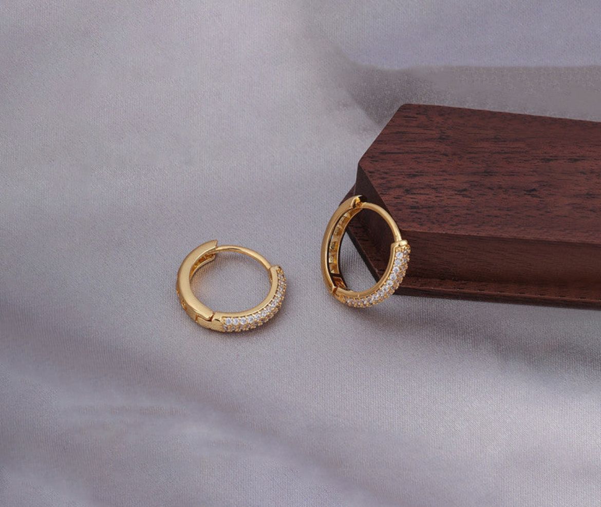 Gold Crystal Hoop Earrings